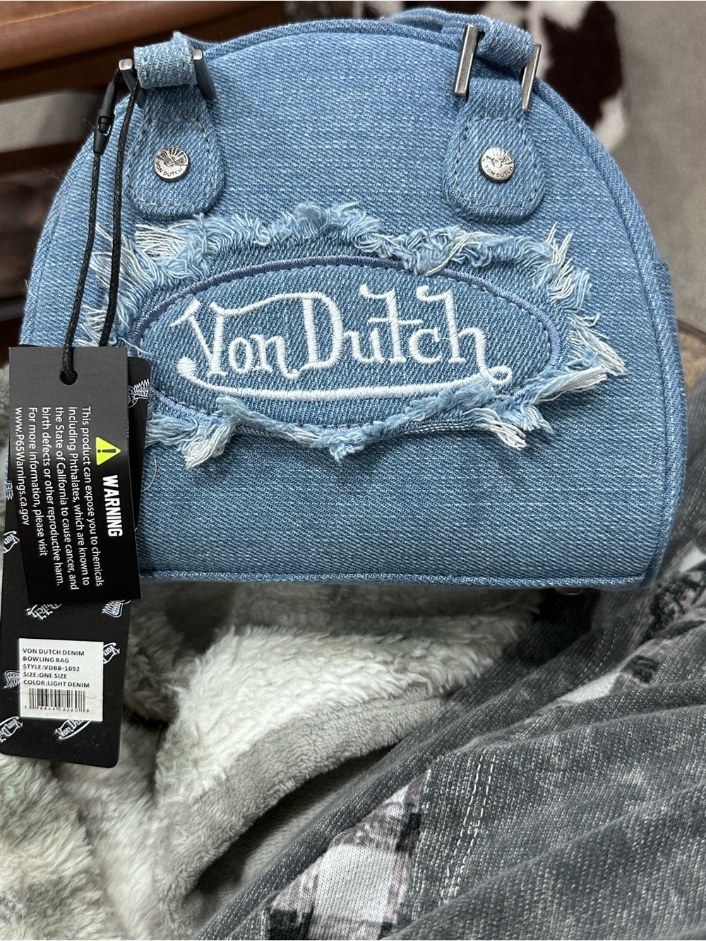 Von Dutch Light Blue Denim Mini Bag